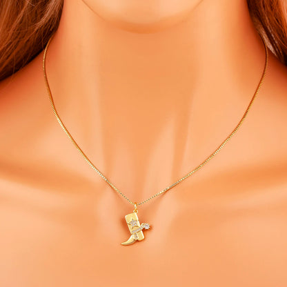 Nidin New Arrival Punk Boot Shape Zircon Pendant Necklace 3 Styles Choice For Female Male Trendy Personality Jewelry Party Gifts - Nextwave Zone