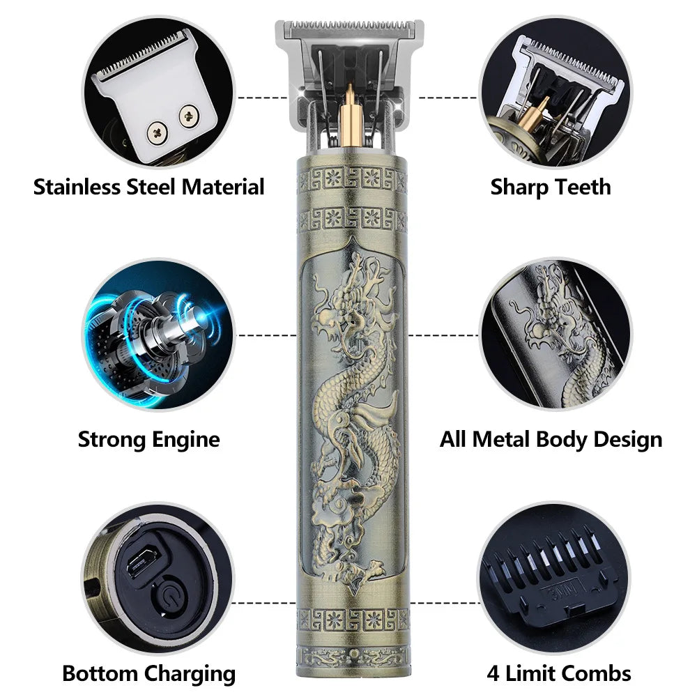 Retro T9 Original Haircutting Machine Set Jackets Trimmer Men's Electric Shaver Male Lence Pro Barber Shaver for Sensitive Areas - Nextwave Zone