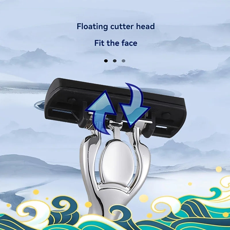 6-Layers Safety Razor Set High Quality Men Razor Sharp Stainless Steel Shaving Changeable Shaver Head Blade ﻿ - Nextwave Zone