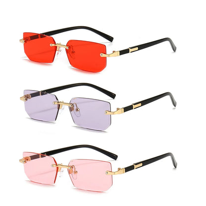Rimless Sunglasses Rectangle Fashion Popular Women Men Shades Small Square Sun Glasses For Female Male Summer Traveling Oculos - Nextwave Zone