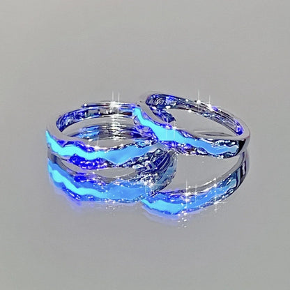 Romance Luminous Couple Ring Fashion Women Men Adjustable Finger Glow in Dark Blue Light Rings Vintage Luxury Love Couples Rings - Nextwave Zone