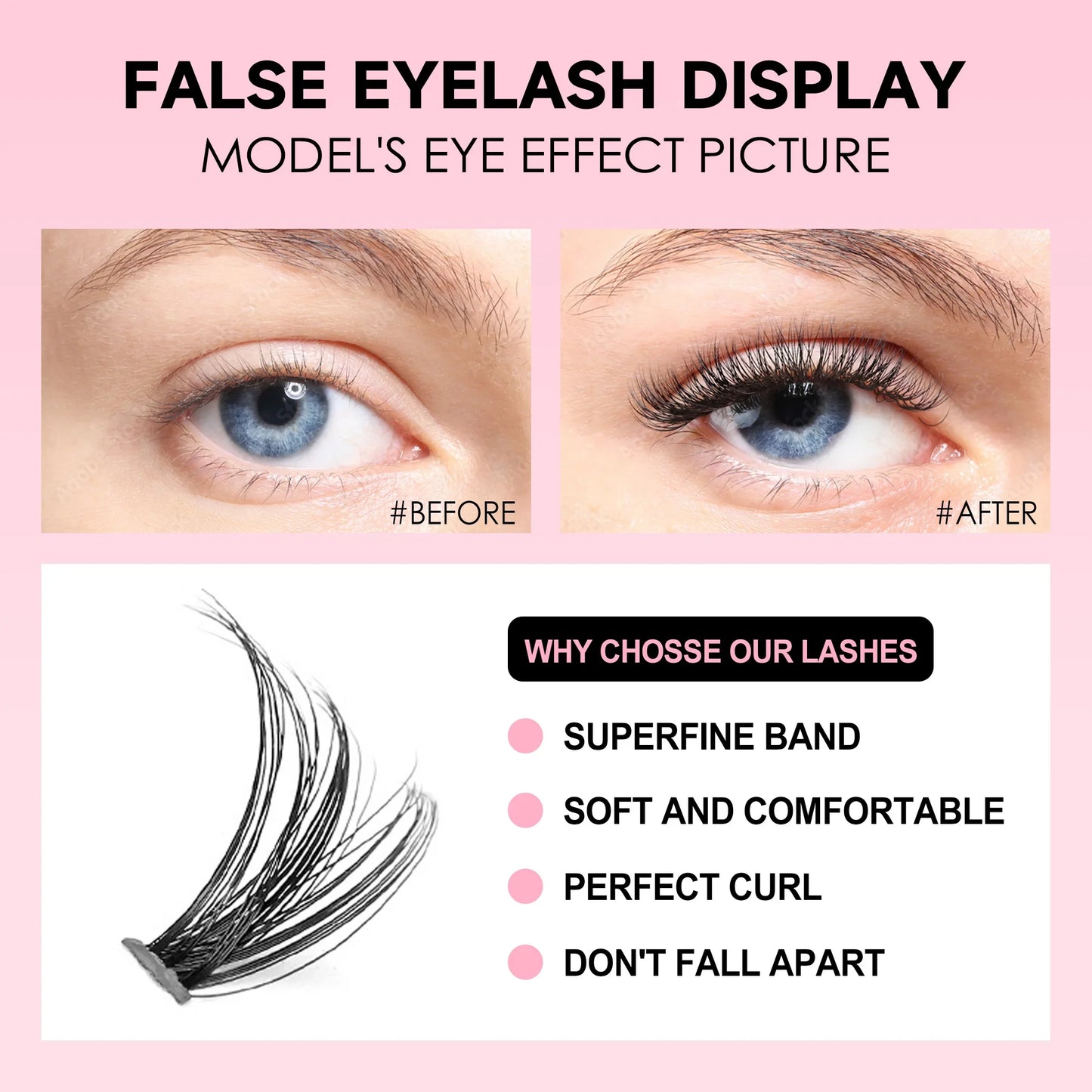 DIY Lashes Extension Kit Eyelashes 200 PCS Clusters Lash Bond and Seal Makeup Tools for Gluing Lashes Gluing Glue Accessories - Nextwave Zone