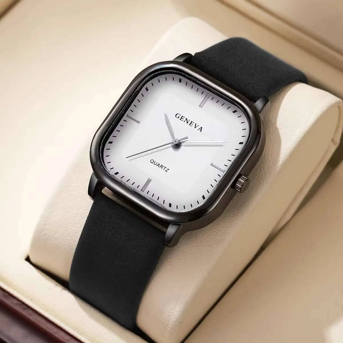 Fashion Square Minimalist Men's Quartz Watch Casual Leather Strap Wristwatch Reloj Hombre（Without Box） - Nextwave Zone