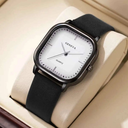 Fashion Square Minimalist Men's Quartz Watch Casual Leather Strap Wristwatch Reloj Hombre（Without Box） - Nextwave Zone