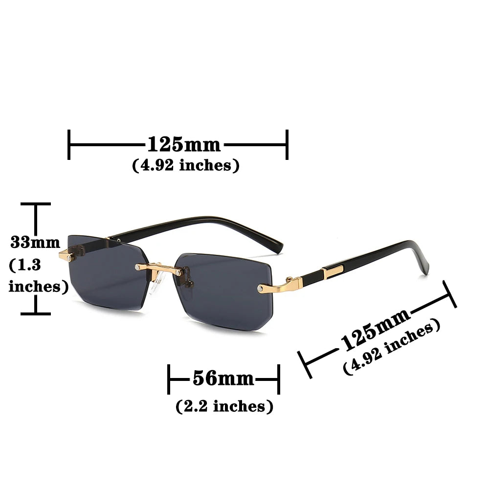 Rimless Sunglasses Rectangle Fashion Popular Women Men Shades Small Square Sun Glasses For Female Male Summer Traveling Oculos - Nextwave Zone