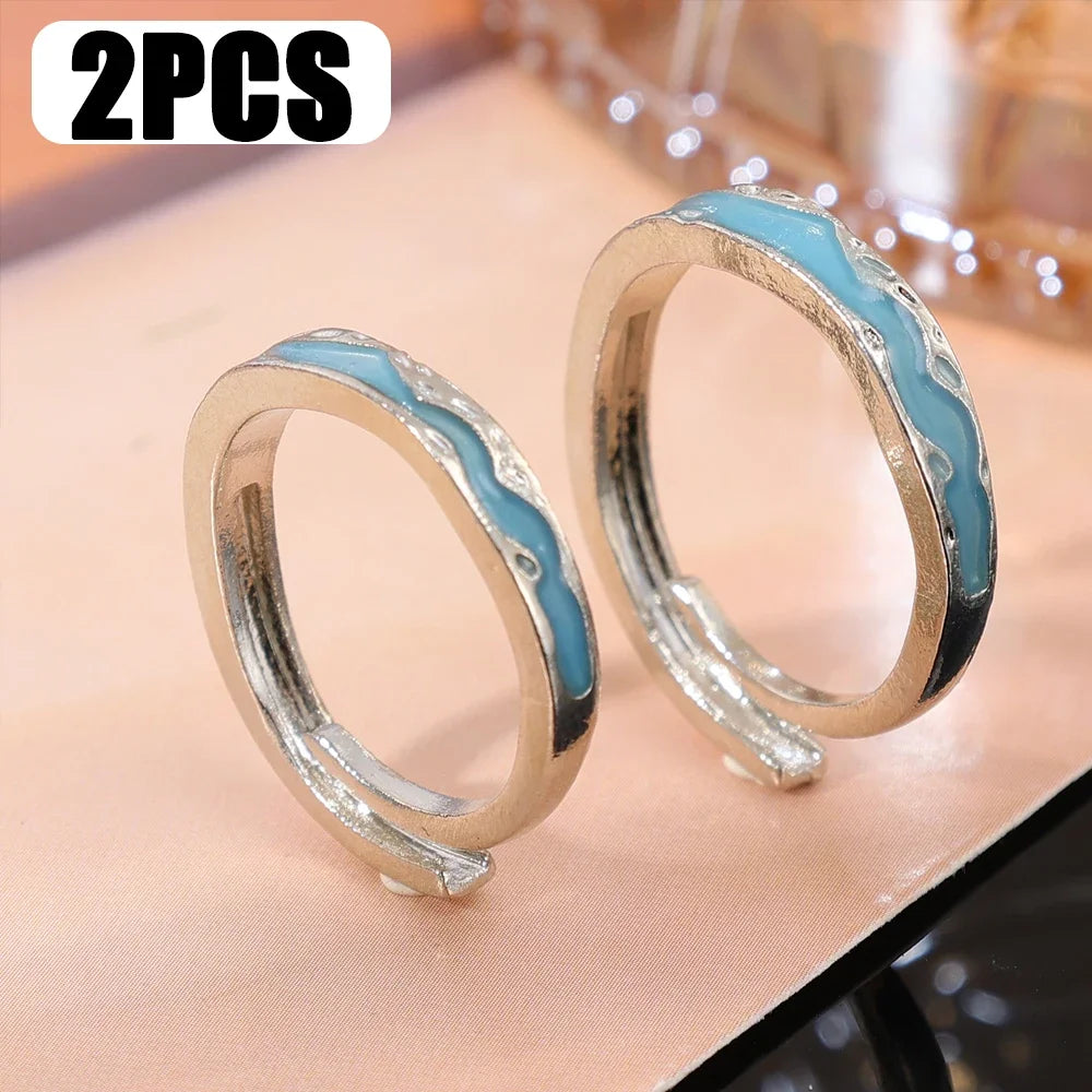 Romance Luminous Couple Ring Fashion Women Men Adjustable Finger Glow in Dark Blue Light Rings Vintage Luxury Love Couples Rings - Nextwave Zone