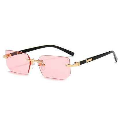 Rimless Sunglasses Rectangle Fashion Popular Women Men Shades Small Square Sun Glasses For Female Male Summer Traveling Oculos - Nextwave Zone