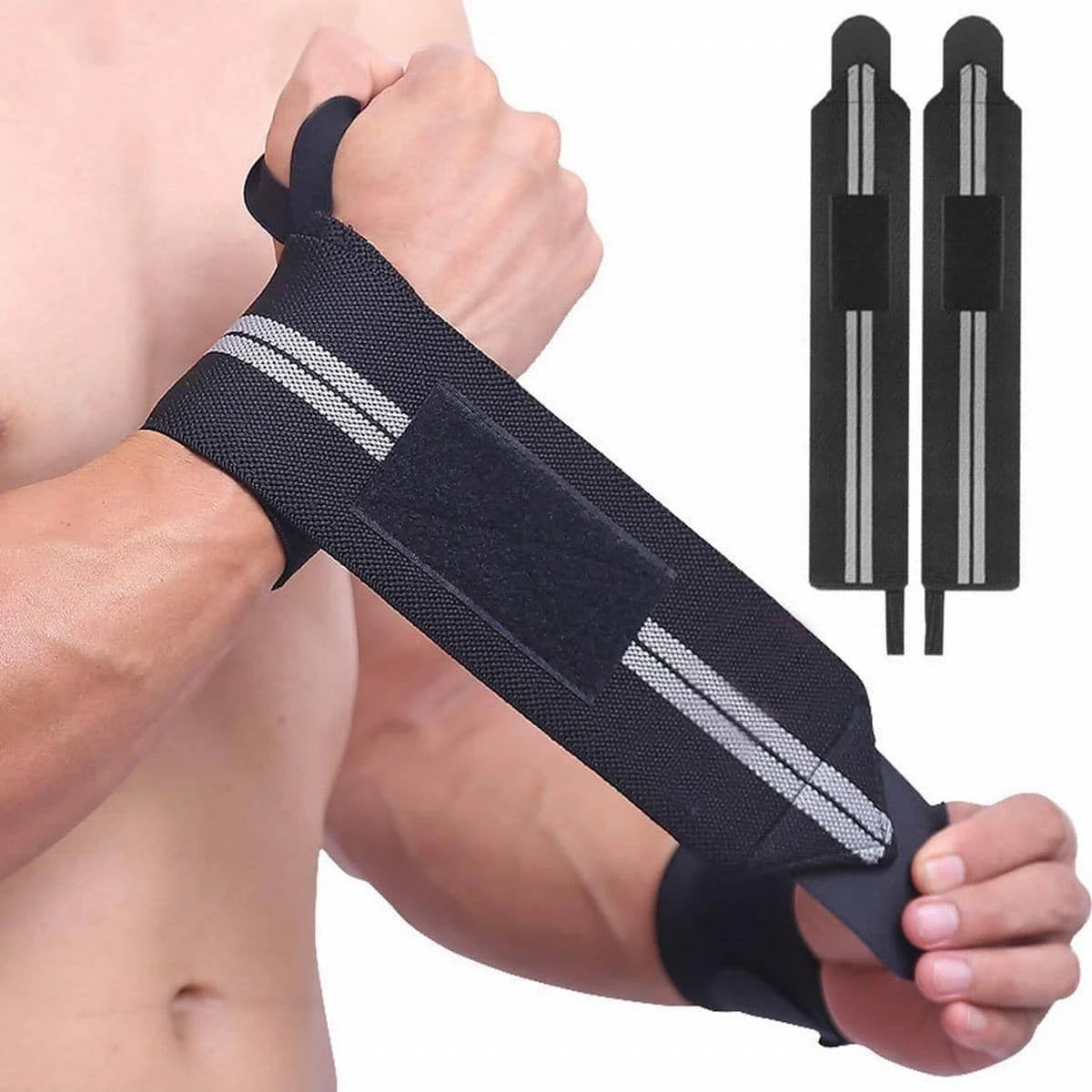 1 pair of bandage wrapped wristbands for professional use in weightlifting and gym training - Nextwave Zone