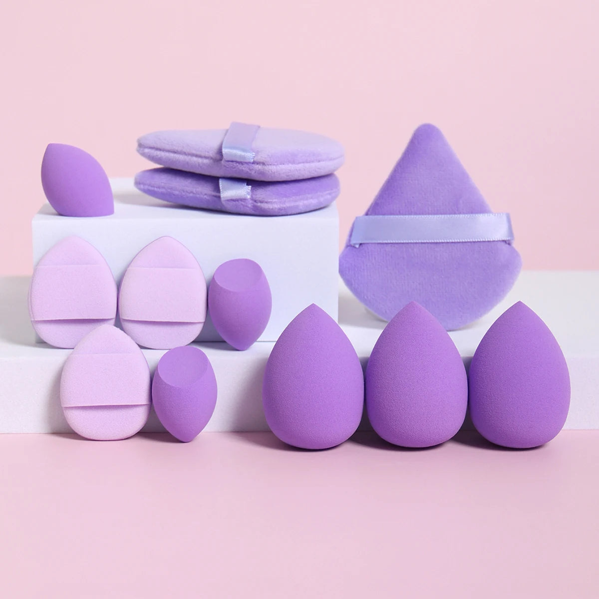 12-Piece All-Purpose Makeup Sponge Set, Made of 3 Loose Powder Puffs, 3 Mini Air Cushion Puffs, 3 Beauty Eggs and 3 Mini Beauty - Nextwave Zone