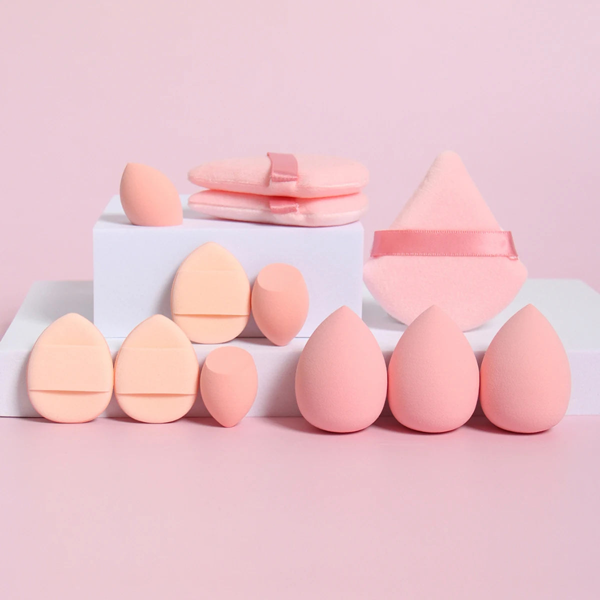 12-Piece All-Purpose Makeup Sponge Set, Made of 3 Loose Powder Puffs, 3 Mini Air Cushion Puffs, 3 Beauty Eggs and 3 Mini Beauty - Nextwave Zone