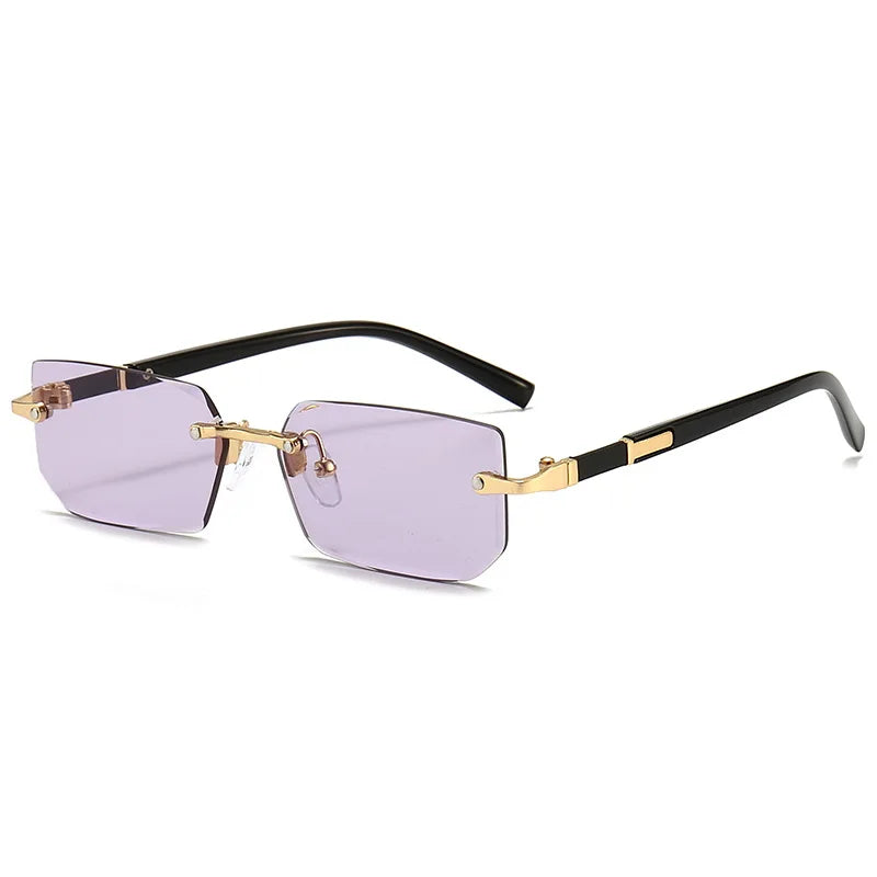 Rimless Sunglasses Rectangle Fashion Popular Women Men Shades Small Square Sun Glasses For Female Male Summer Traveling Oculos - Nextwave Zone