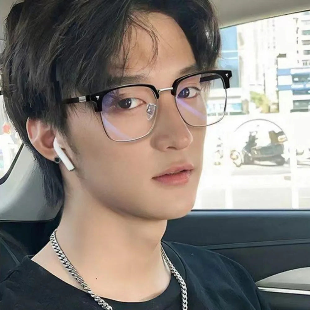 Photochromic Anti Radiation Blue Light Eyeglasses Square Metal Frame Computer Glasses for Women Men Replaceable Lens - Nextwave Zone