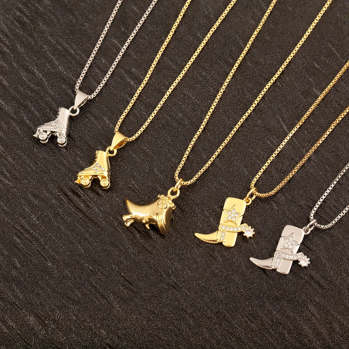 Nidin New Arrival Punk Boot Shape Zircon Pendant Necklace 3 Styles Choice For Female Male Trendy Personality Jewelry Party Gifts - Nextwave Zone