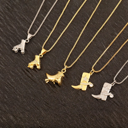 Nidin New Arrival Punk Boot Shape Zircon Pendant Necklace 3 Styles Choice For Female Male Trendy Personality Jewelry Party Gifts - Nextwave Zone