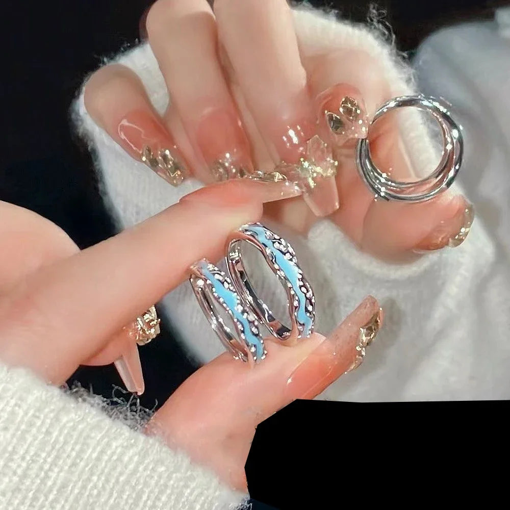 Romance Luminous Couple Ring Fashion Women Men Adjustable Finger Glow in Dark Blue Light Rings Vintage Luxury Love Couples Rings - Nextwave Zone