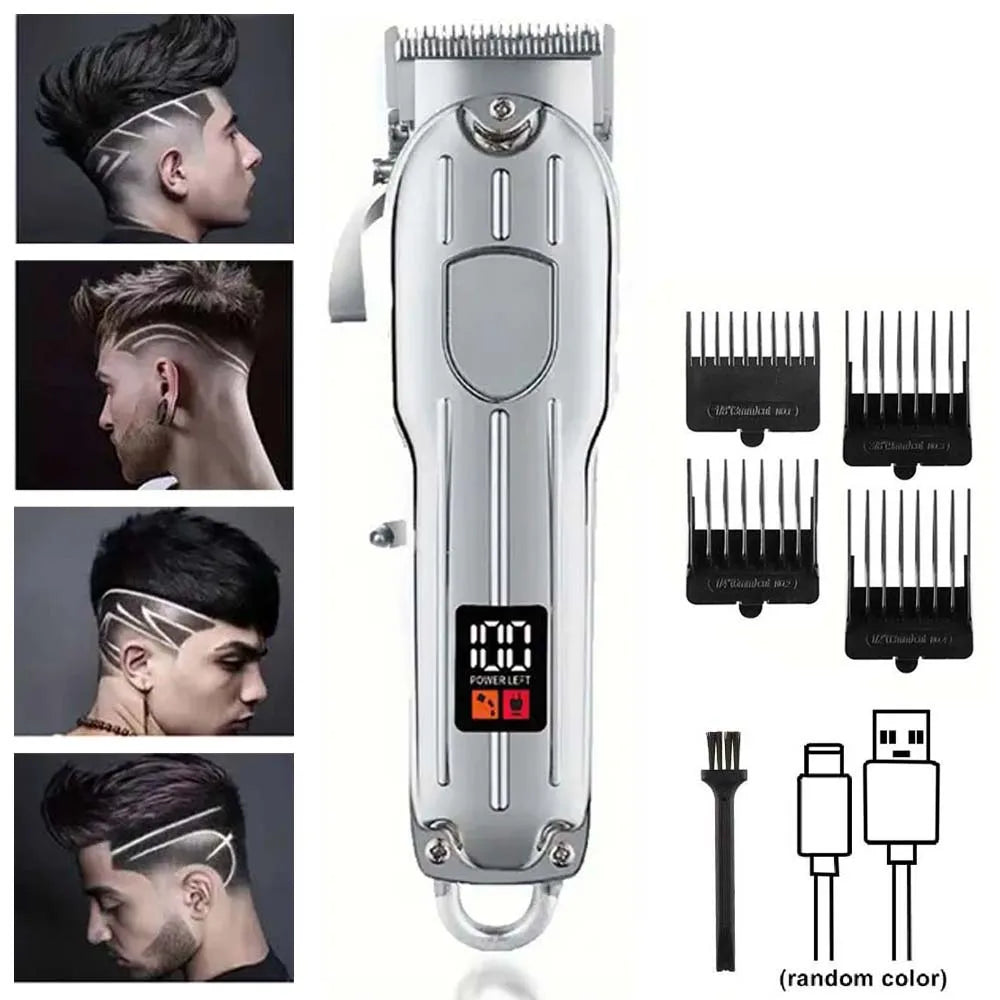 Professional Hair Clipper and Trimmer Set Men Electric Razor Shavers Beard Trimmer Rechargeable Barber Clippers Haircut Kit - Nextwave Zone