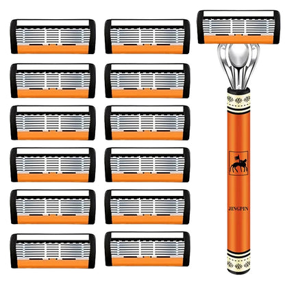 6-Layers Safety Razor Set High Quality Men Razor Sharp Stainless Steel Shaving Changeable Shaver Head Blade ﻿ - Nextwave Zone